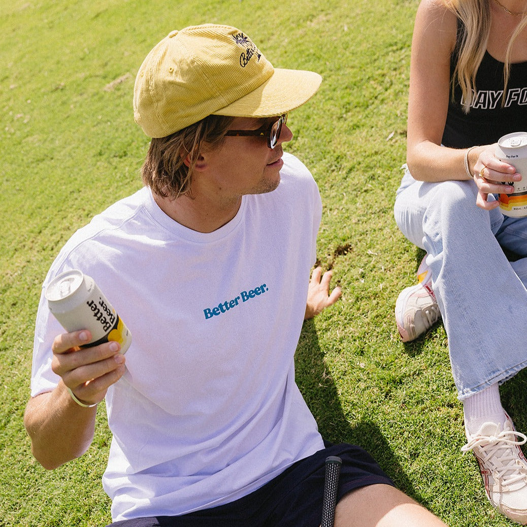 All Day Tee White/Blue Afterpay available Better Beer