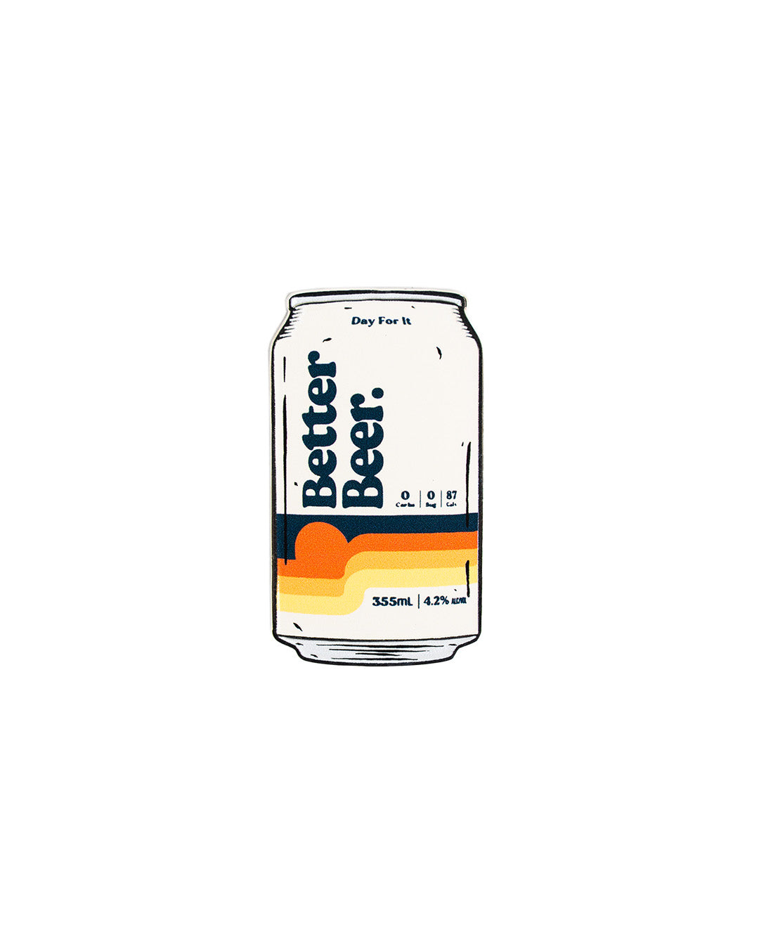 Can of 'Better Beer' with a colorful label on a white background