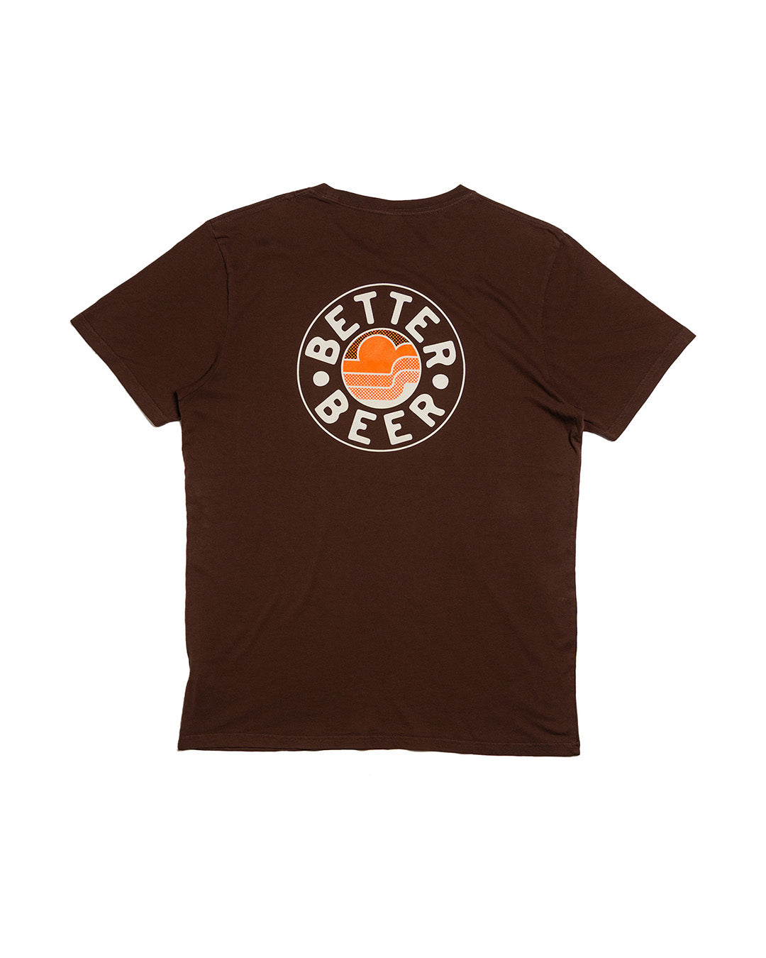 Sunset Round Stamp Brown Tee - Back | Better Beer