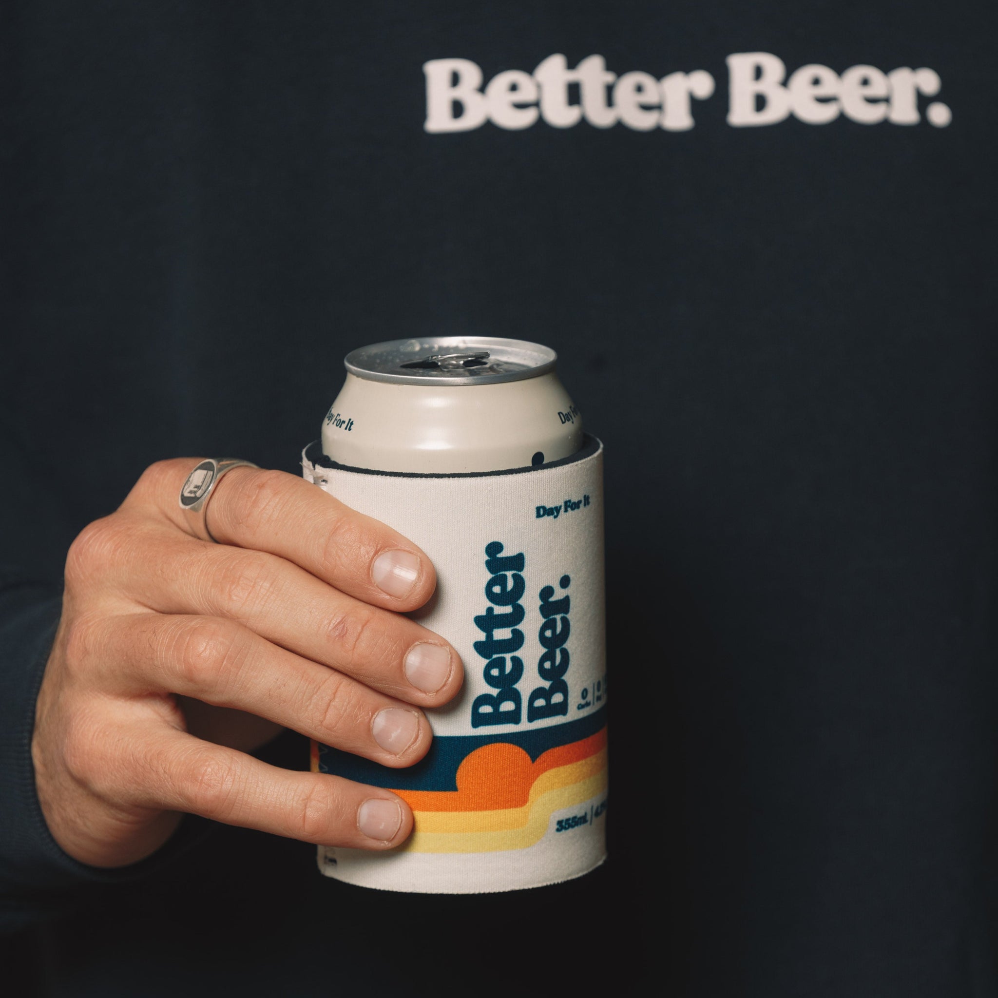 Sunrise Tinny Cooler features navy hoodie - Better Beer
