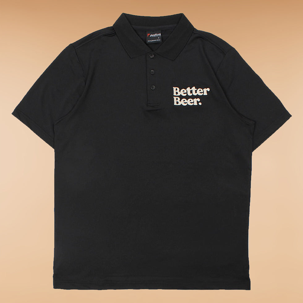 Better Beer Black Polo Shirt front view - Better Beer